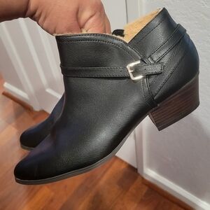 Old Navy Black Ankle Booties with Silver Buckle